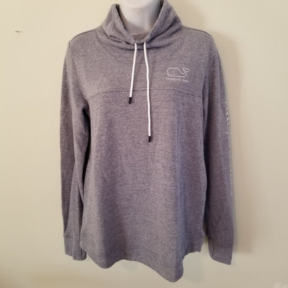 Vineyard Vines Heathered Navy Cowl Funnel Neck Sweater Jacket XS